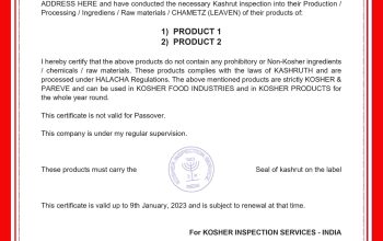 Kosher Certification in Bhopal